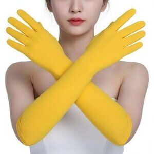 Women's Yellow Tight Spandex Long Elbow Gloves Cosplay Party Proms Costume